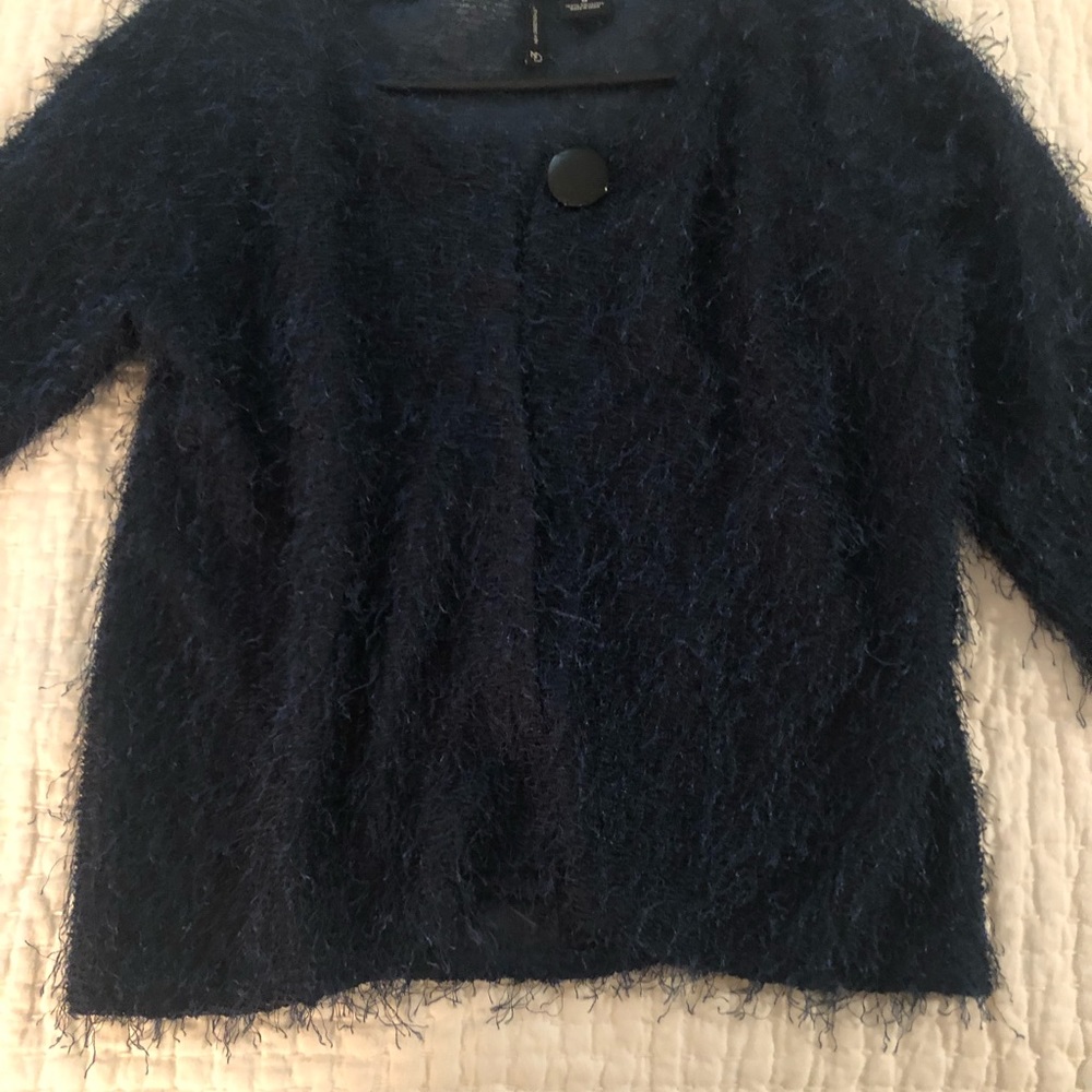 New Directions One Button Fuzzy Sweater-Medium
